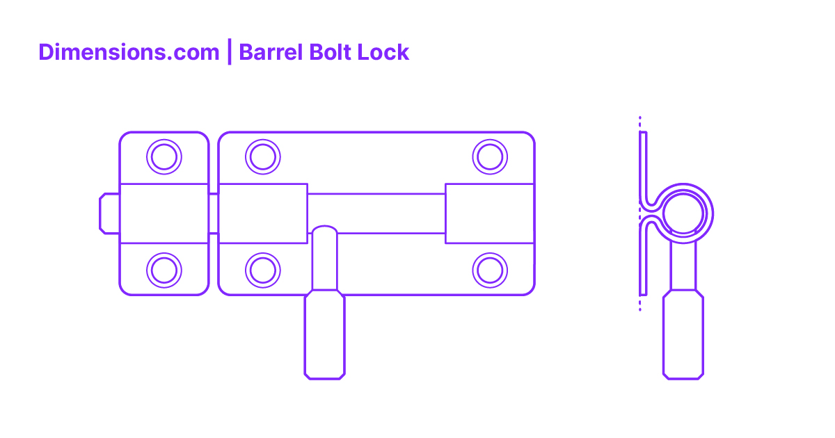 Barrel Bolt Lock Dimensions & Drawings