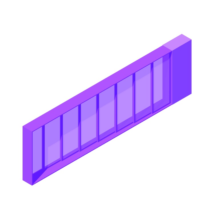 3D model of a Multi-Slide Door (Pocket, 8 Panels) viewed in perspective