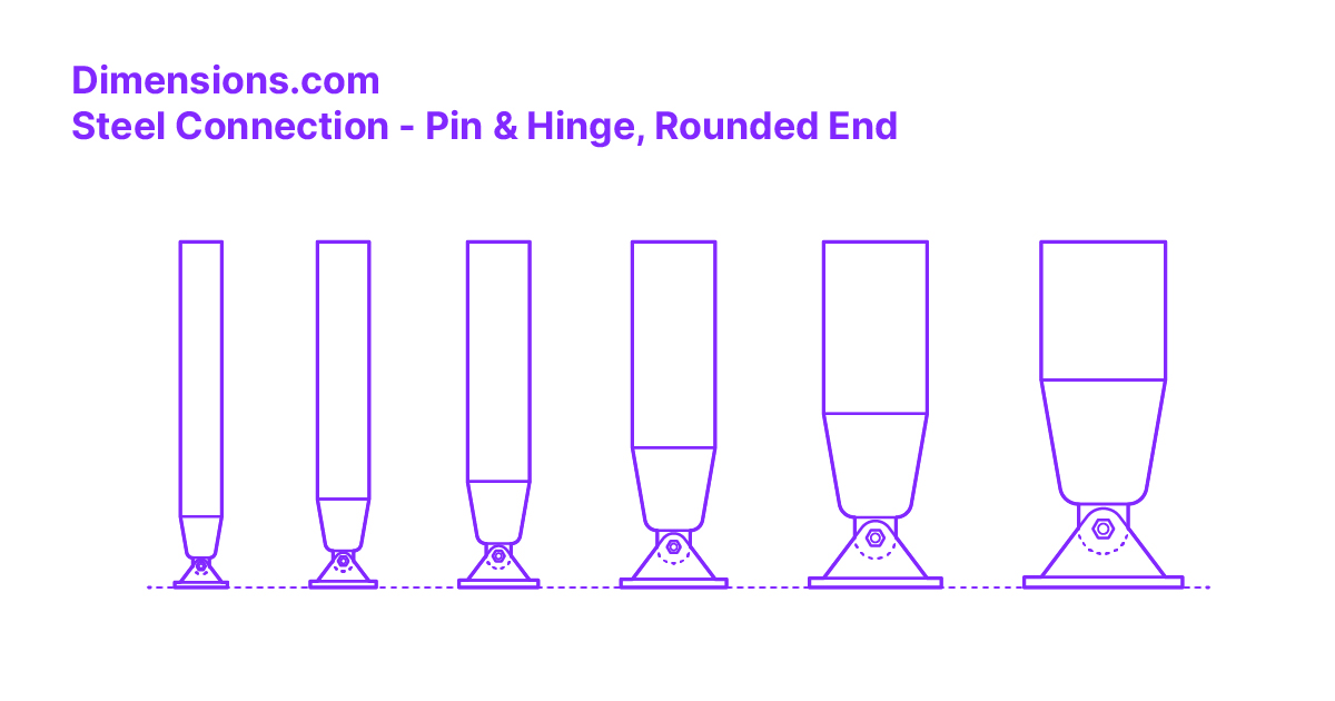 Steel Connection Pin & Hinge, Rounded End Dimensions & Drawings