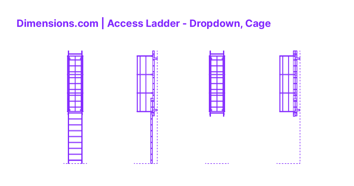 Access Ladder Dropdown, Cage Dimensions & Drawings