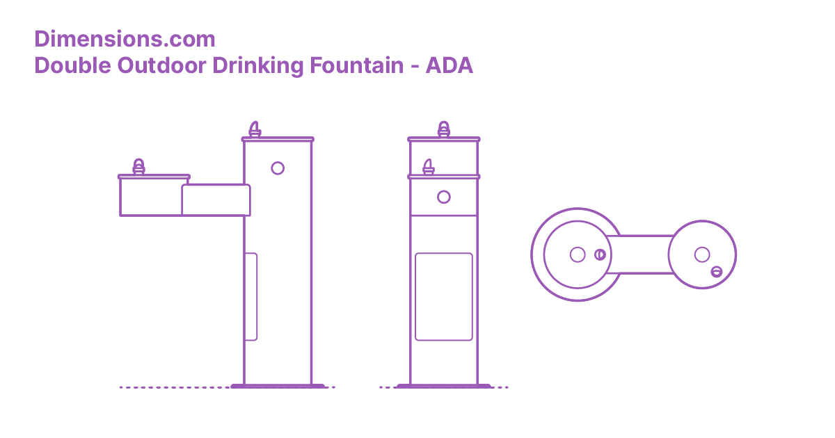 Willoughby Double Outdoor Drinking Fountain ADA Dimensions & Drawings