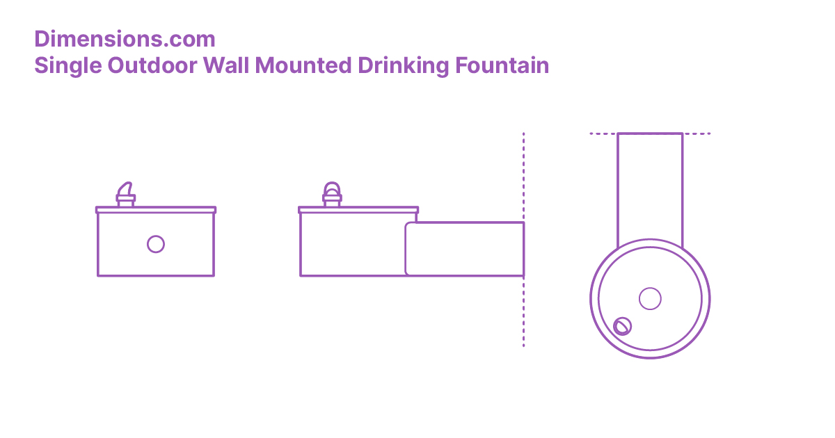 Willoughby Single Outdoor Wall Mounted Drinking Fountain Dimensions