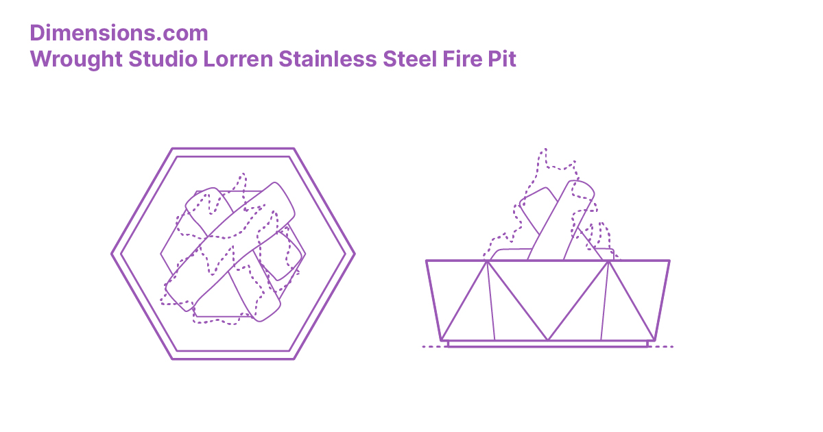 Wrought Studio Lorren Stainless Steel Wood Burning Fire Pit Dimensions
