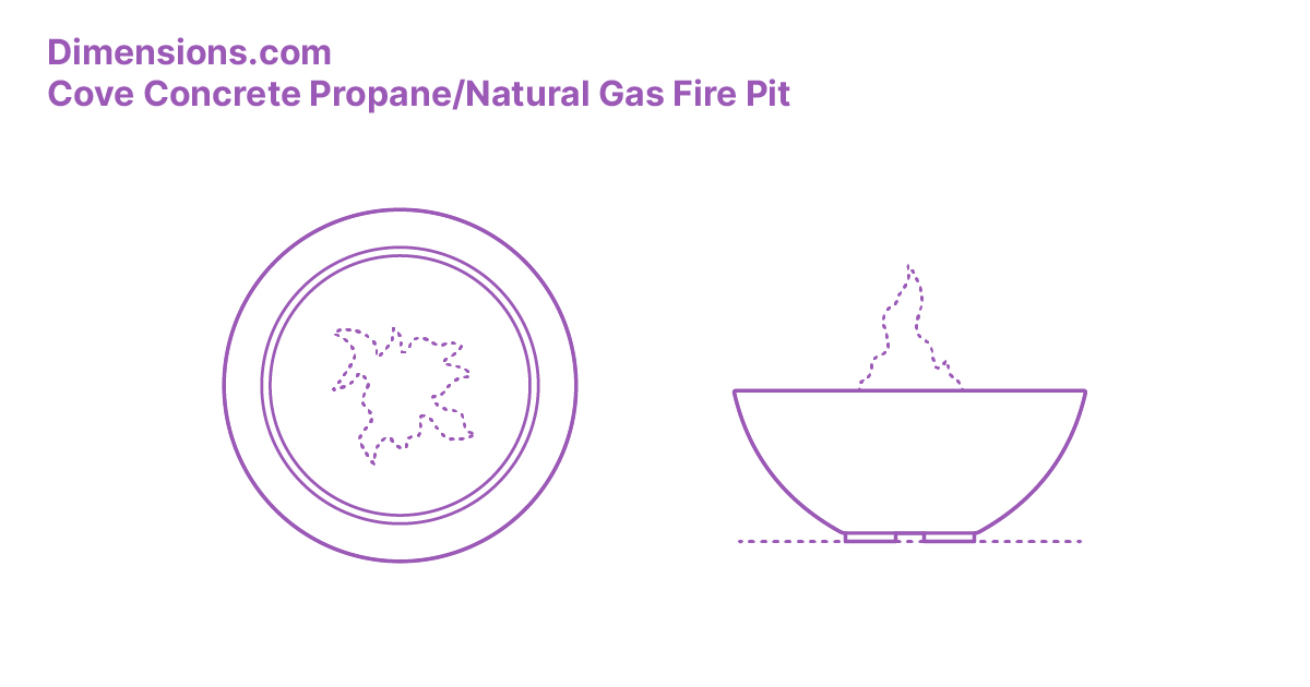 Cove Concrete Propane/Natural Gas Fire Pit Dimensions & Drawings