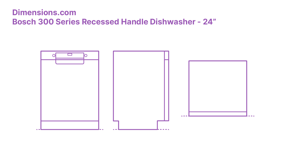 Bosch 300 Series Recessed Handle Dishwasher 24” Dimensions & Drawings