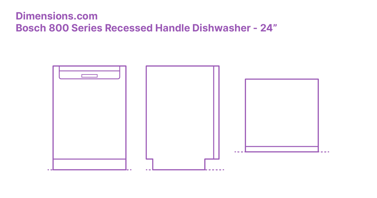 Bosch 800 Series Recessed Handle Dishwasher 24” Dimensions & Drawings