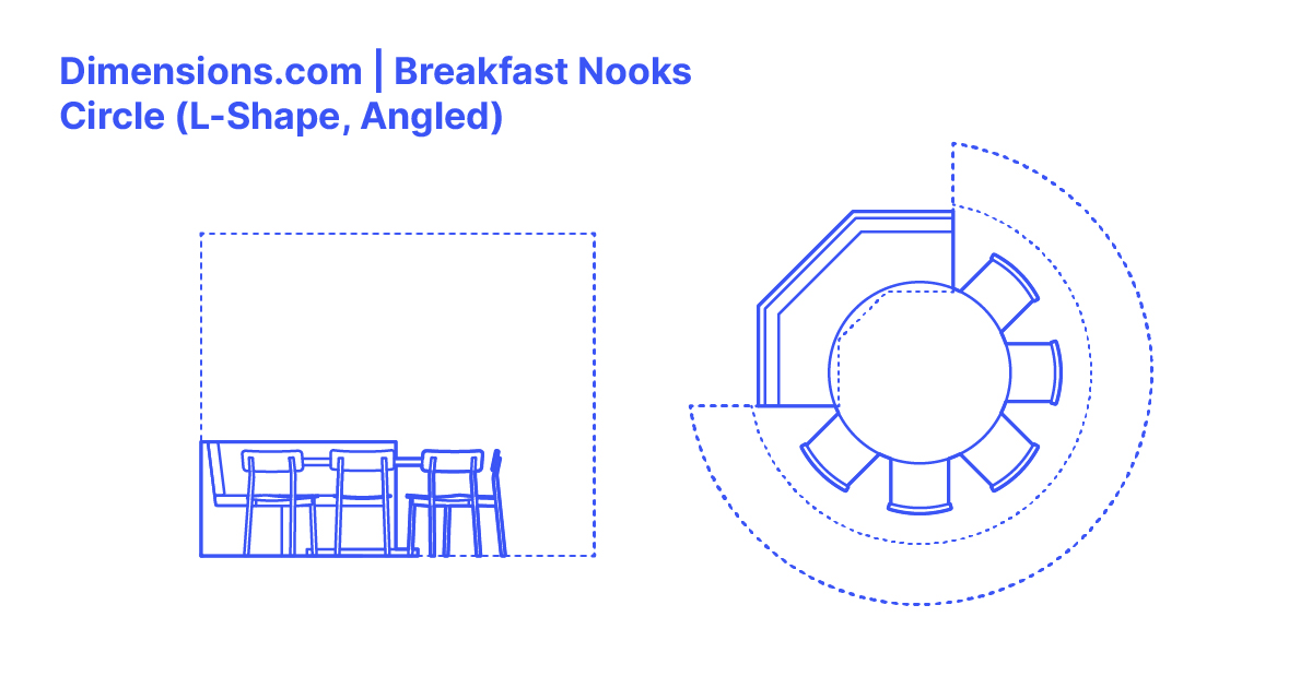Breakfast Nook Circle, LShape (Angled) Dimensions & Drawings