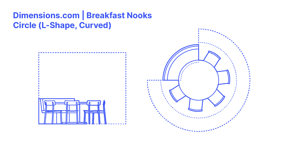Breakfast Nook Circle, LShape (Curved) Dimensions & Drawings