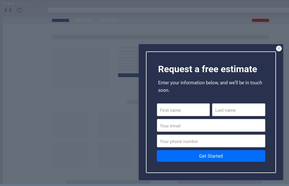 Estimate Form Site Message Template ConvertFlow