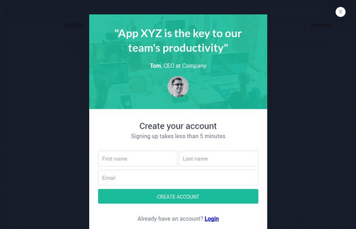 Account Creation Popup Form Template | ConvertFlow