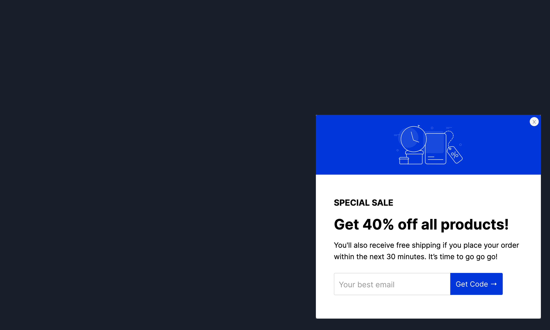 Discount Offer Site Message Template ConvertFlow
