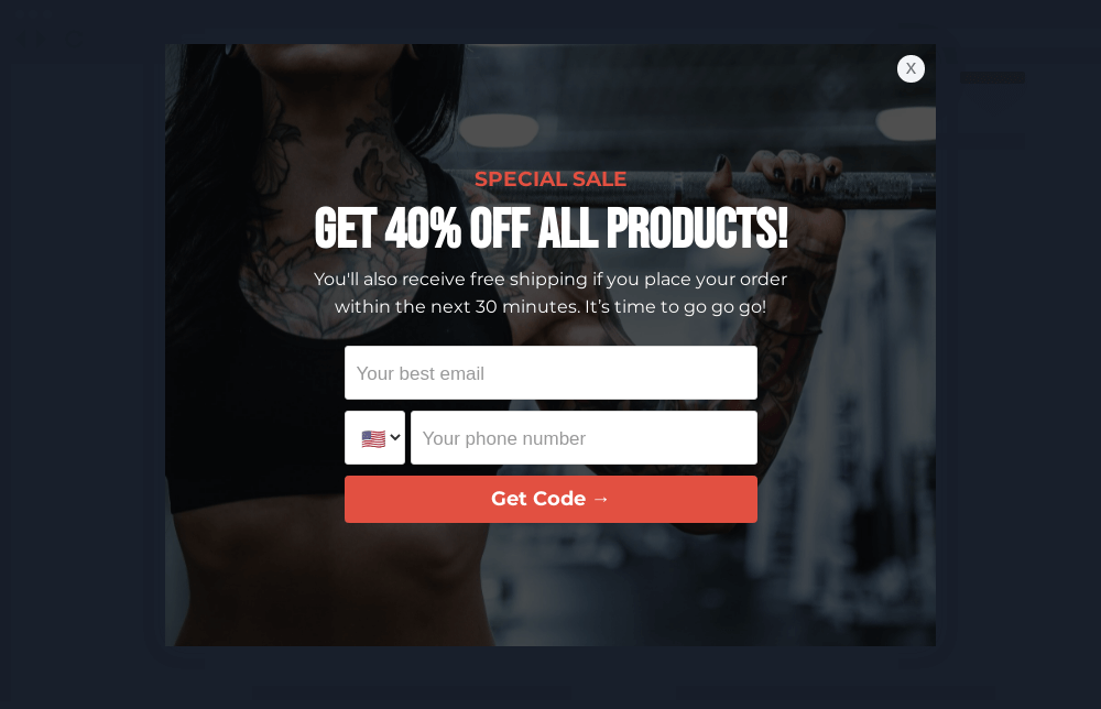 Fitness Discount Popup Template ConvertFlow