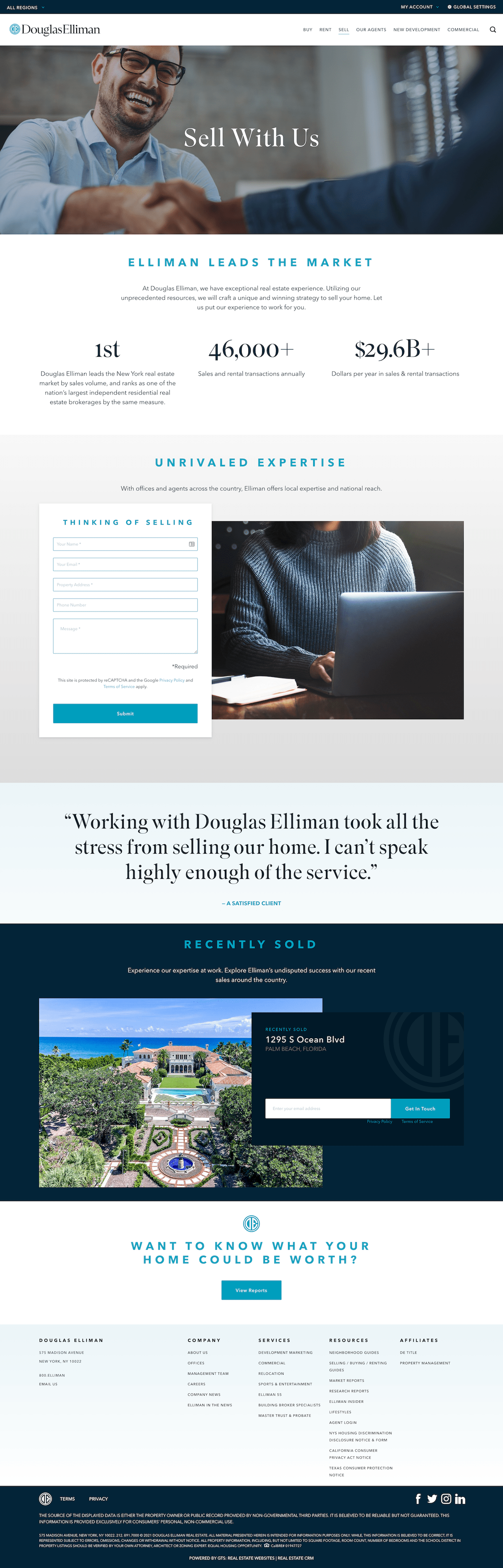 Elliman "Sell With Us" Realtor Landing Page Example