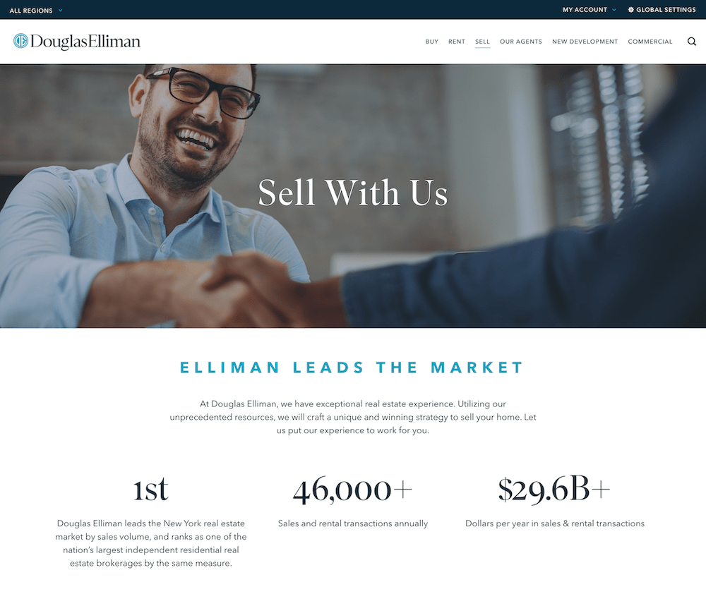 Real Estate Landing Page Examples: Elliman