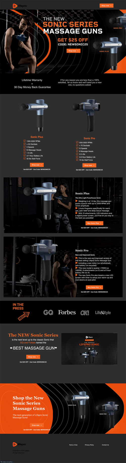 Lifepro Fitness Sonic Series Landing Page Example ConvertFlow