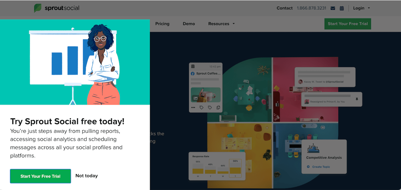 Sprout Social Free Trial Lightbox Popup Example ConvertFlow