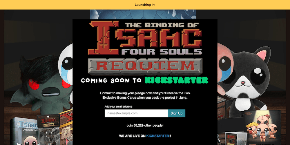 Kickstarter Landing Page Examples: Binding of Isaac