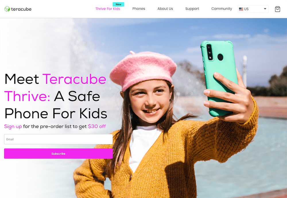 Kickstarter Landing Page Examples: Teracube Thrive