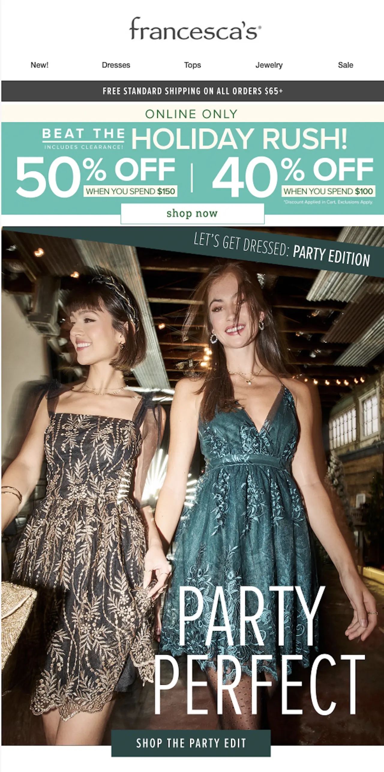 Francesca's Tiered Discount Example | ConvertFlow