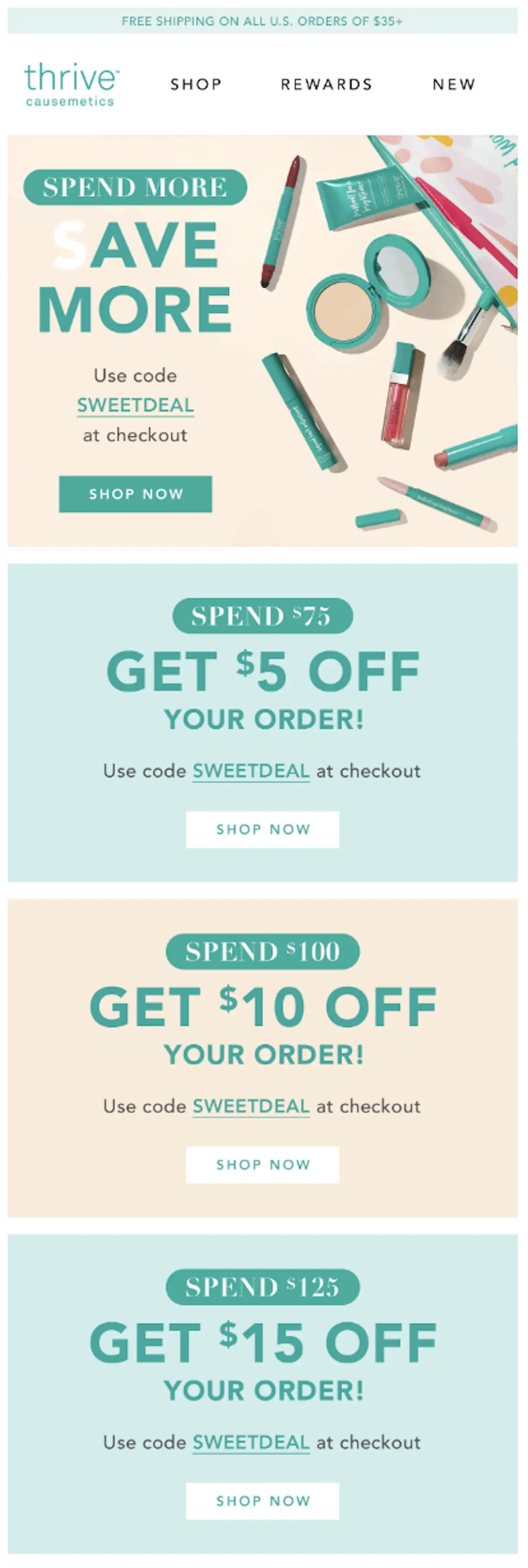 Thrive Causemetics Tiered Discount Example ConvertFlow