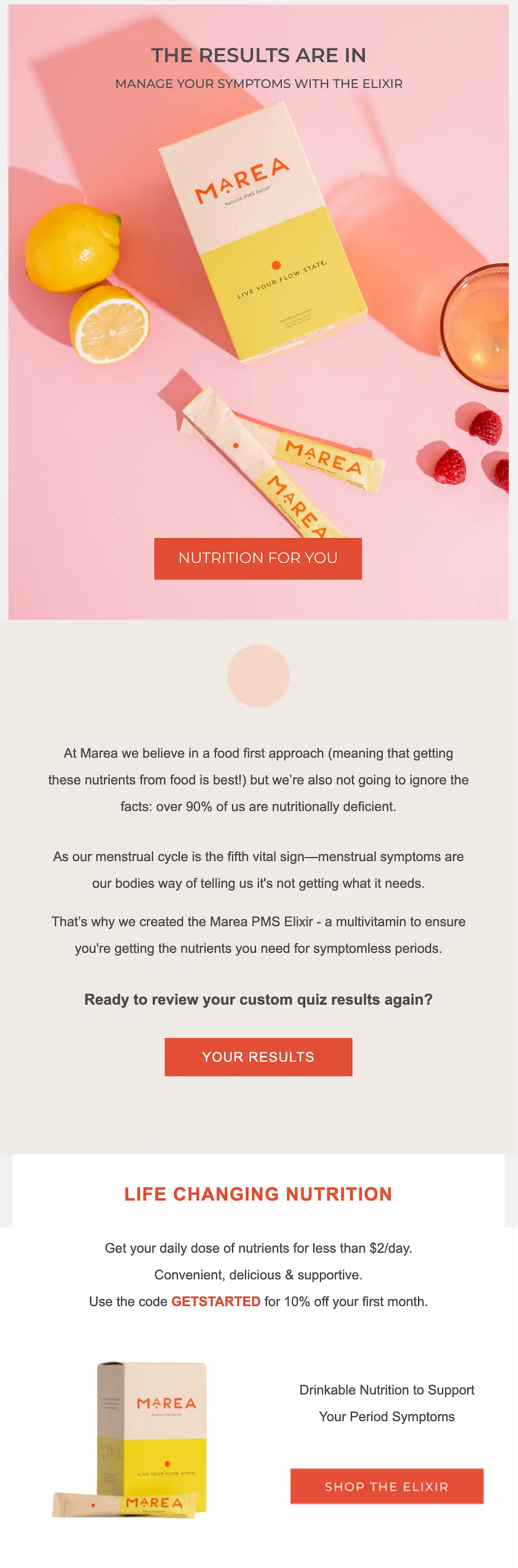 Welcome email inviting shoppers to view their results again