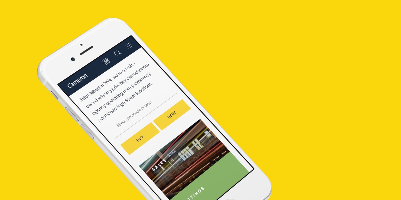 Contemporary & engaging estate agents website design Cameron Group