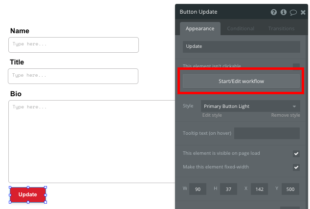 Update Button Quora Bubble Workflow