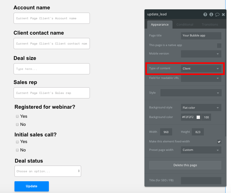 Bubble no code salesforce CRM clone tutorial walkthrough