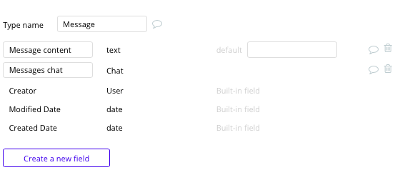 Bubble Whatsapp Clone Walkthrough Message Data Type and Fields
