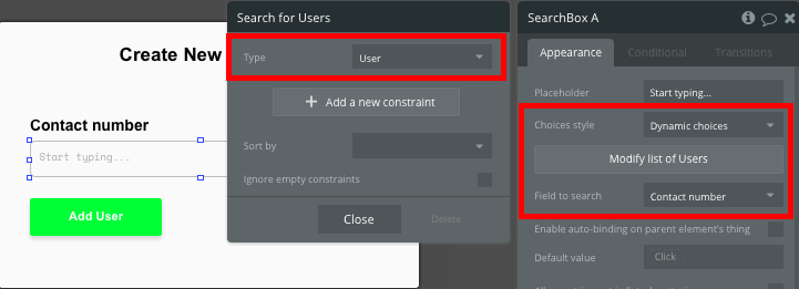 Create new contact tutorial for chat app in Bubble.