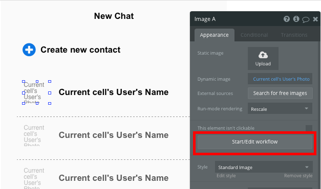 How to create new contacts in bubble whatsapp clone