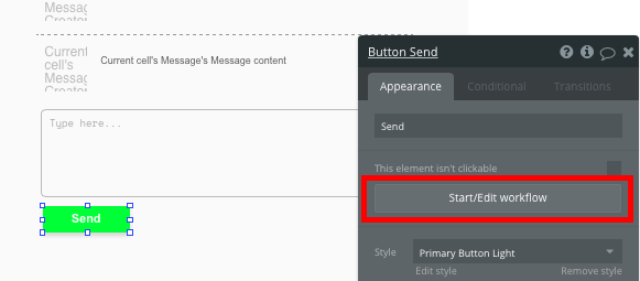 Workflow walkthrough for Whatsapp no code clone in Bubble