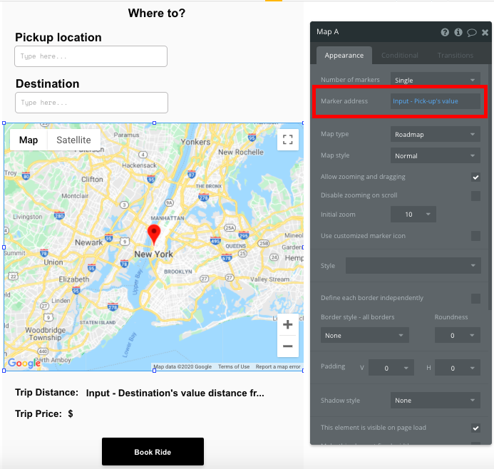 Bubble No Code Uber Clone Map Element Tutorial