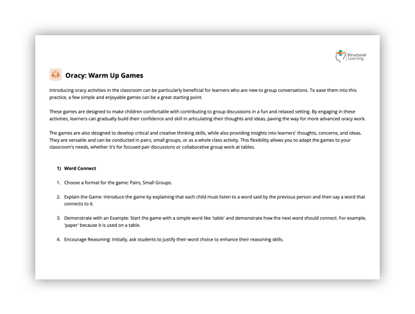 Structural Learning Oracy Structural Learning