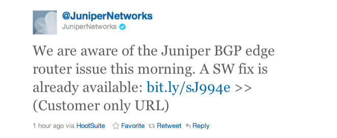 Juniper Tweet