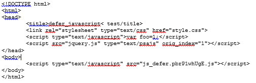 PageSpeed HTML script