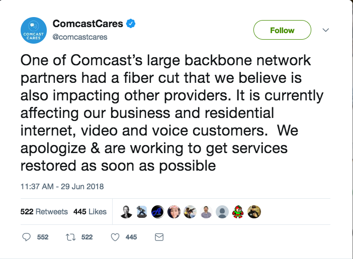 Tweet from ComcastCares