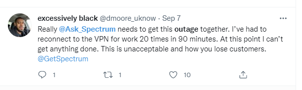 Tweet from work from home business person complaining about AWS outage