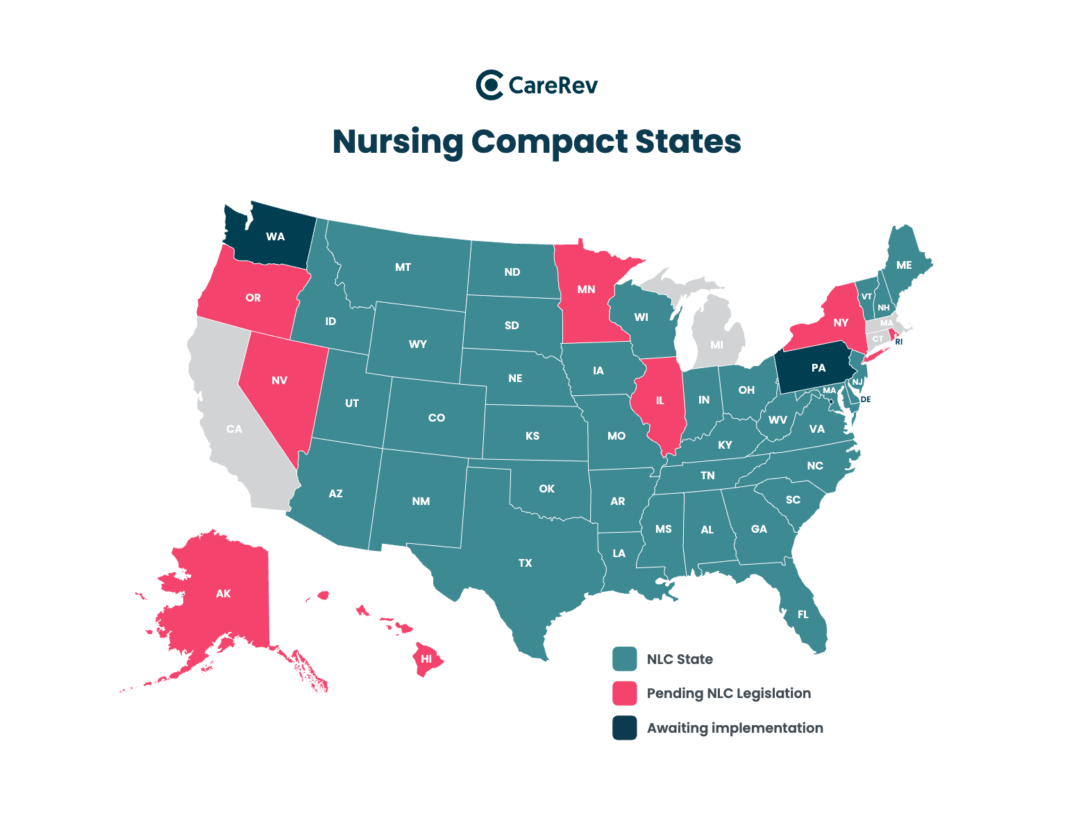 Nurse compact states map 2023.