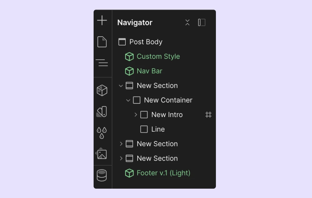 Visual representation of a simplified Webflow DOM structure with fewer nested elements.