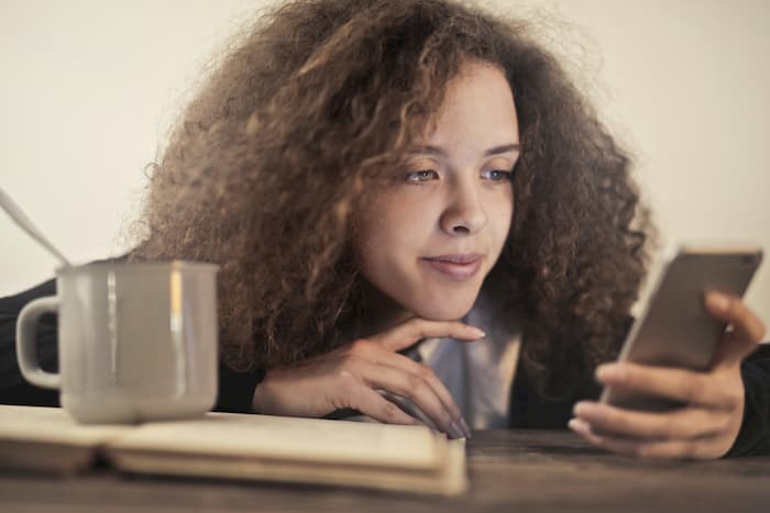 woman using smartphone