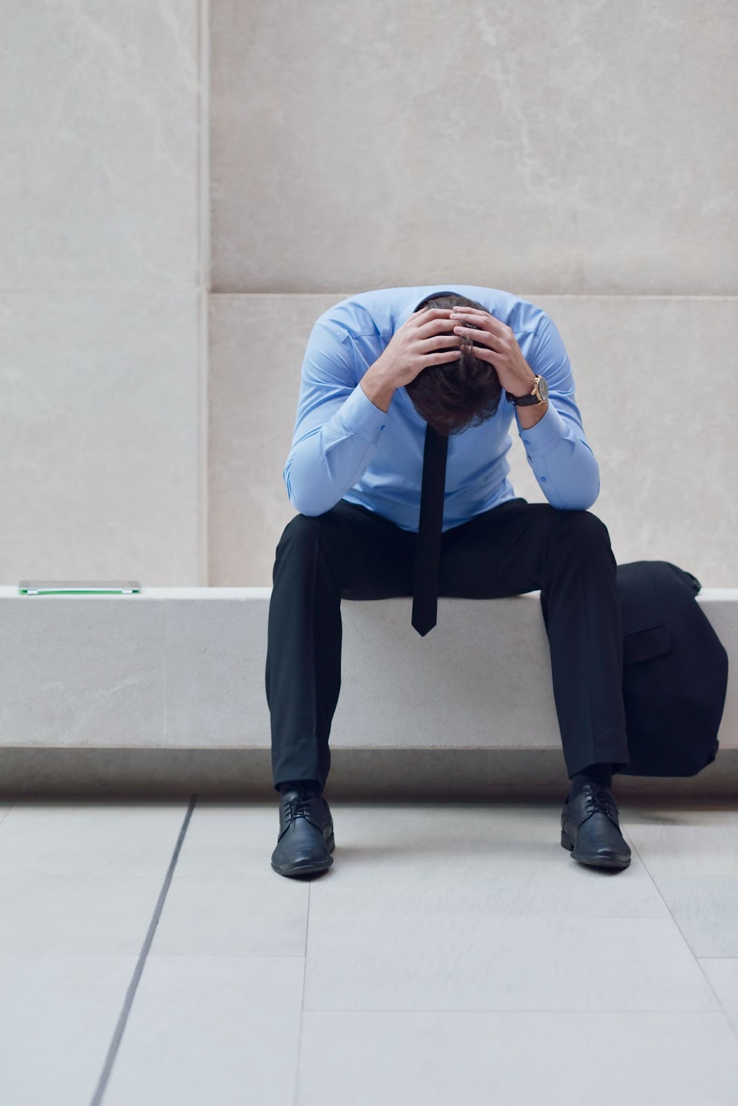 frustrated businessman struggling with mental health
