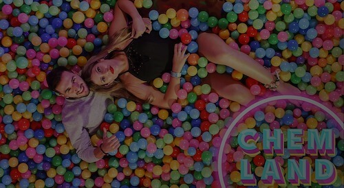 guy and girl in ball pit at aerial photo booth event