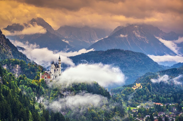 View of Neuschwanstein Castle and Hohenschwangau