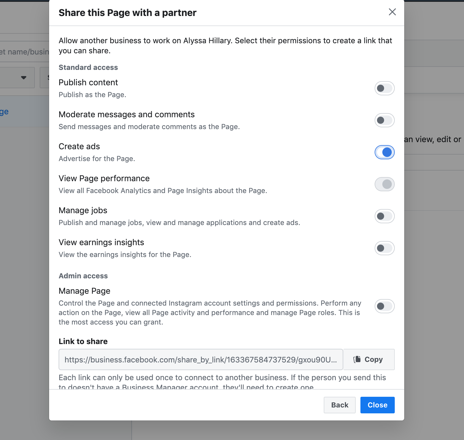 Assigning brand partner access in Facebook Business Manager