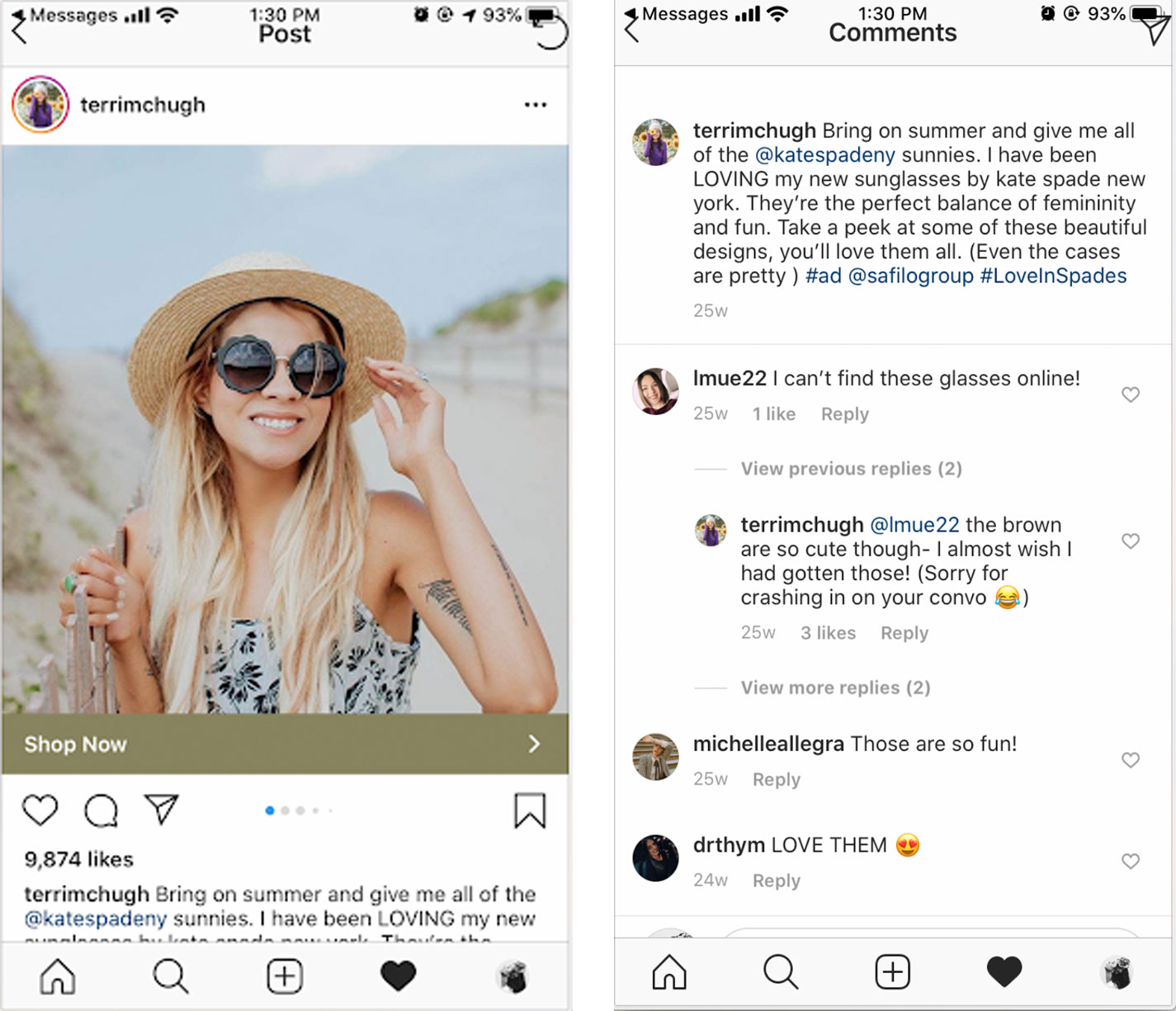Example of influencer with high quality engagement