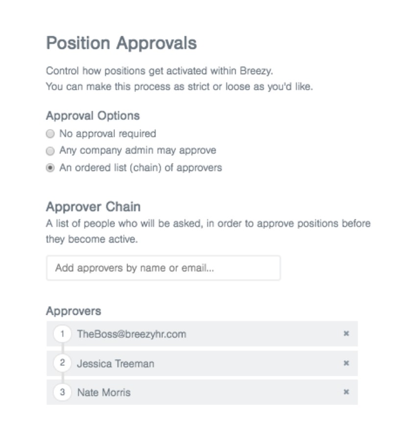 breezy position approvals