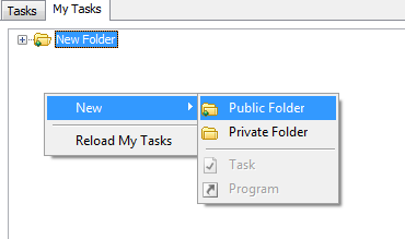 Creating a folder in Sage 100 My Tasks Panel