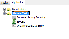 My Tasks folder hierarchy in sage 100