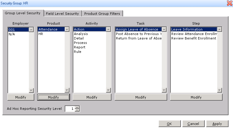 Group Level Security Permissions in Sage HRMS